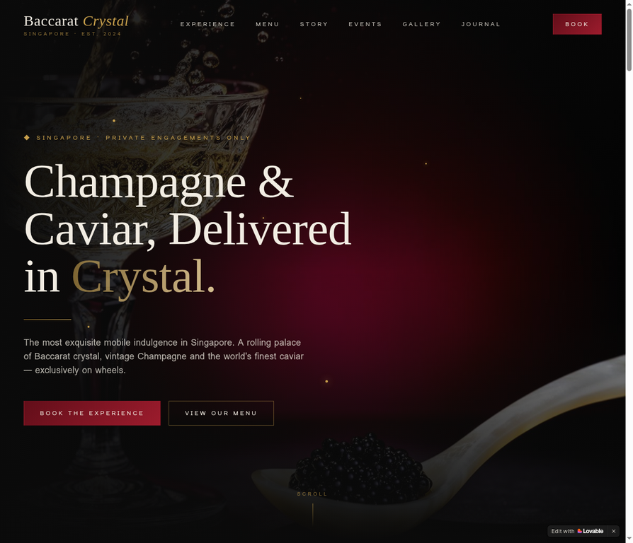 Baccarat Crystal website screenshot