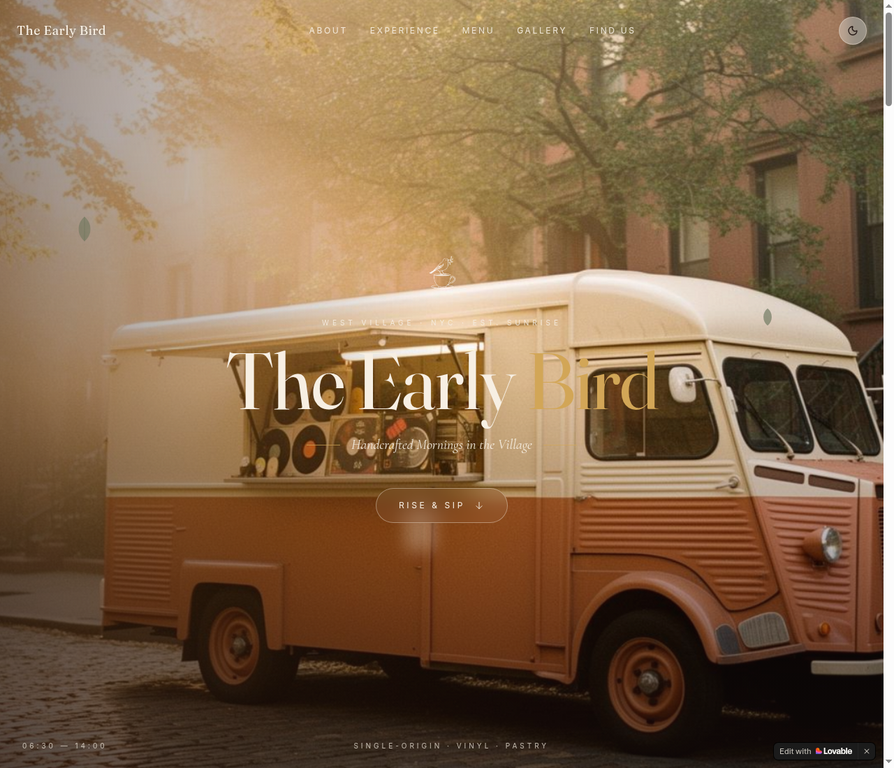 The Early Bird website screenshot