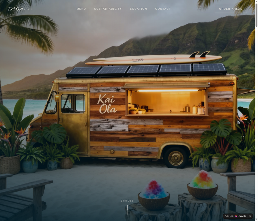 Kai Ola Poke website screenshot