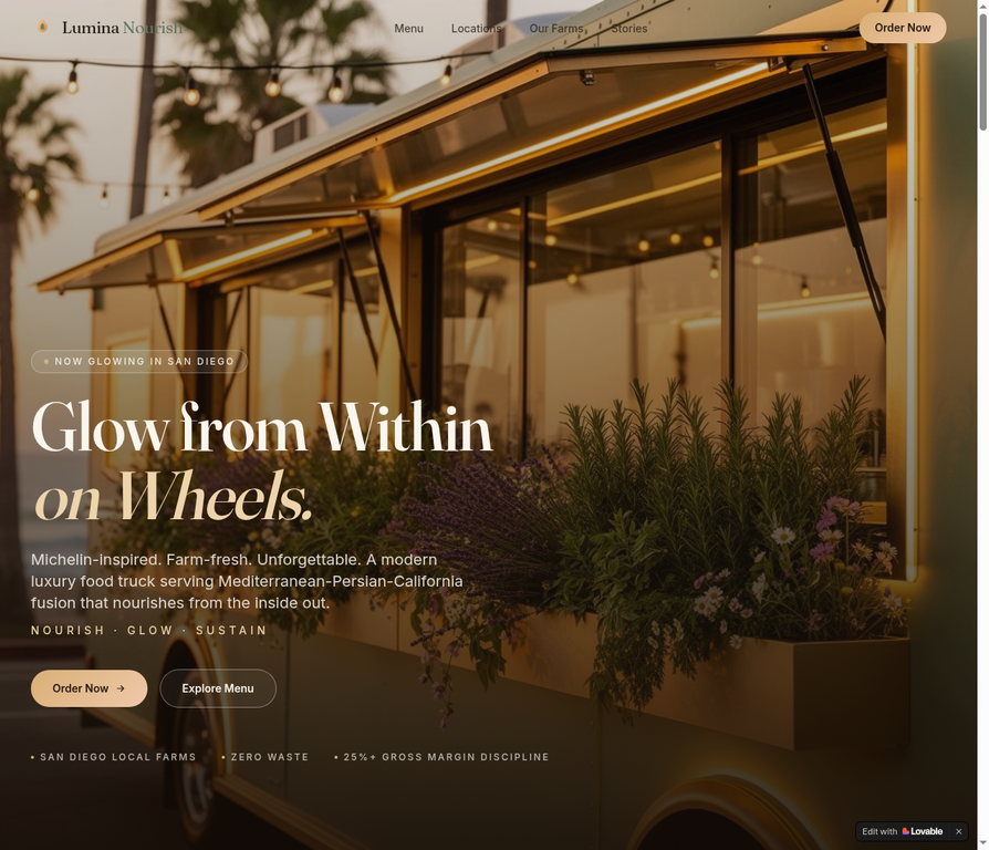 Lumina Nourish website screenshot
