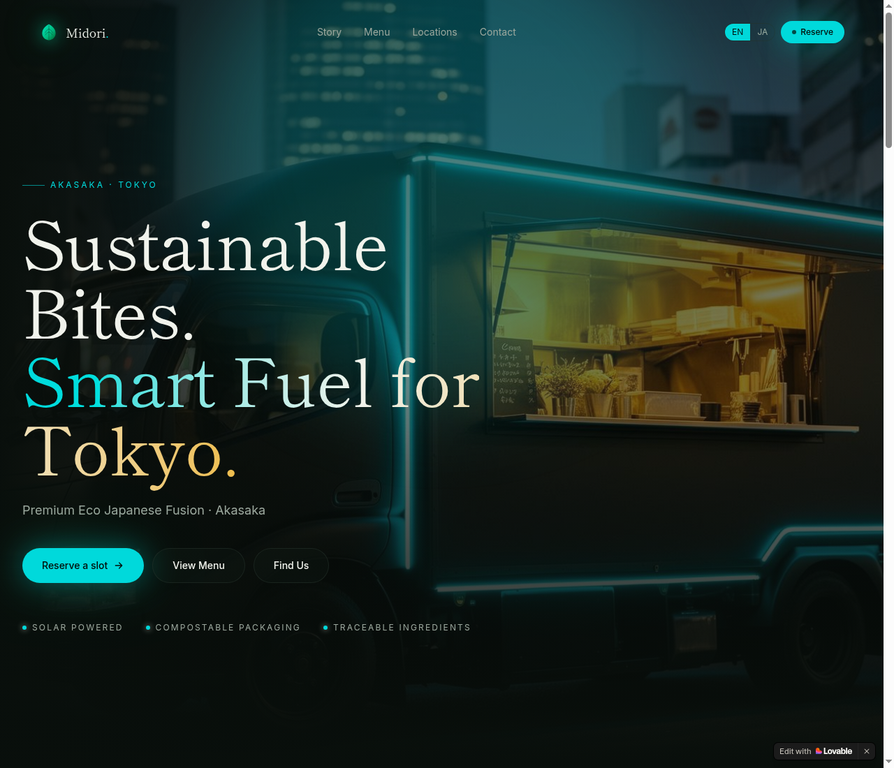 Midori Truck website screenshot
