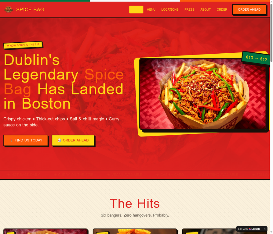 Spice Bag website screenshot